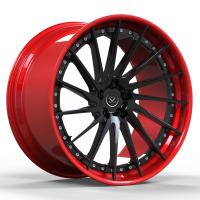 21 22 23 24inch ont forgé des jantes de 2 morceaux pour les roues noires rouges faites sur commande de Ferrari F8 5x130