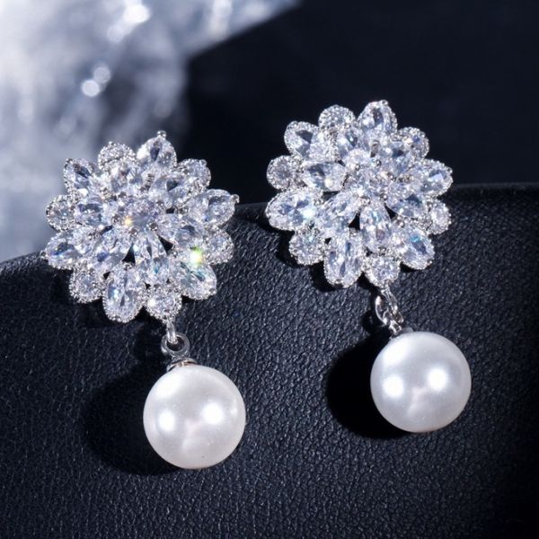 CZ earrings Brass setting zircon stud earrings hip hop bling blilng jewelry earrings necklace jewelry set