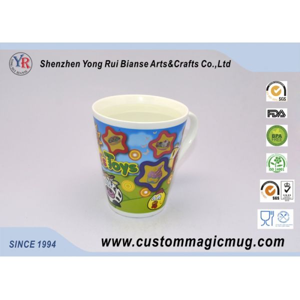 V shaped Heat Sensitive Color Changing Mugs , Ceramic Temperature Color Changing Cups