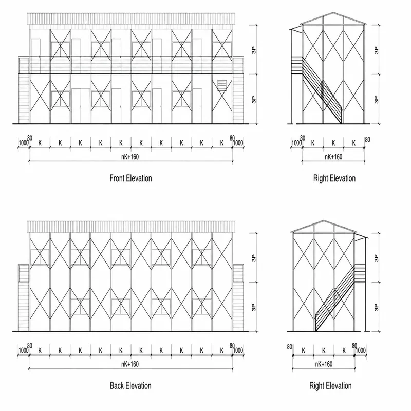 K Type Steel Structure Prefab House for Worker Accommodation, Temporary Office, Dormitory and Large Scale Engineering Projects