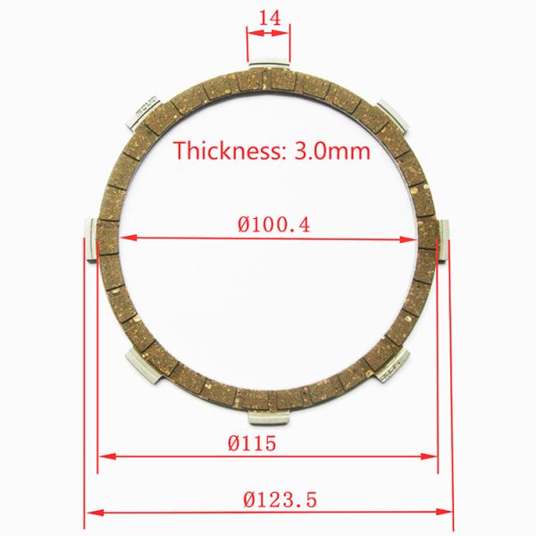 High Friction Coefficient Motorcycle Clutch Plate 14mm Teeth Width Long Service Life