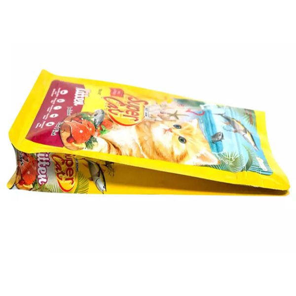 Soft Packing Quad Seal Pouch , Square Flat Bottom Pouch For Pet Food