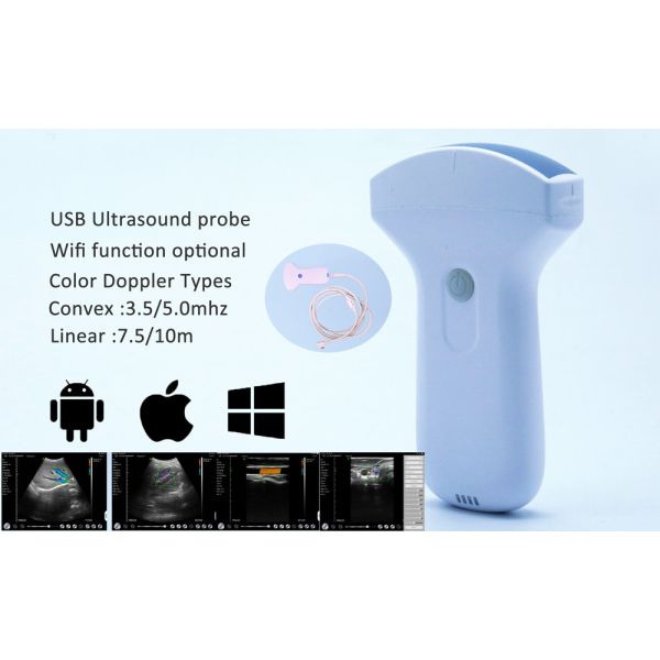 Handheld USB Convex Wireless Ultrasound Probe Medical Doppler 3.5-5 Mhz For Adroid