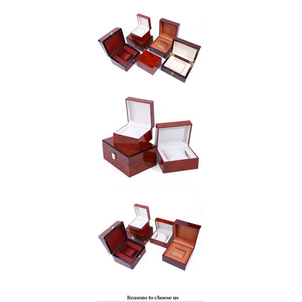Exquisita caja de relojes de lujo de madera brillante