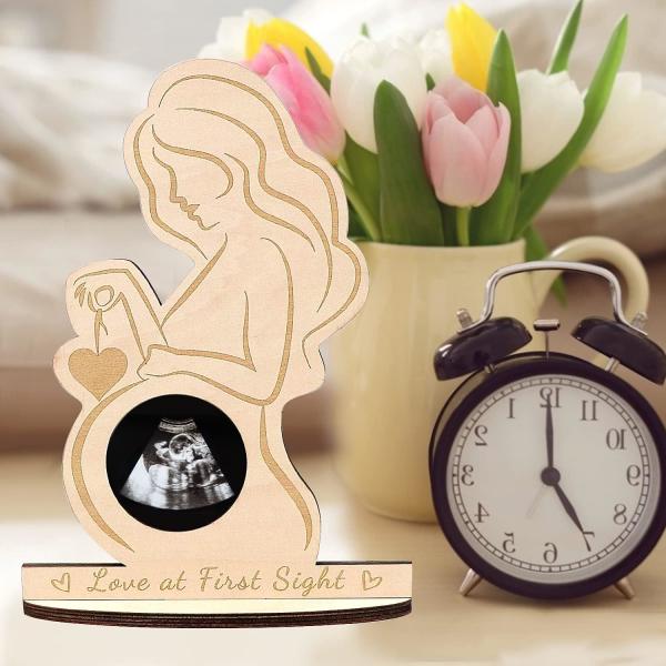 Baby Ultrasound Wood Photo Frame - Expecting Mom Gift for Pregnant Friend | Pregnant Wife Gifts From Husband