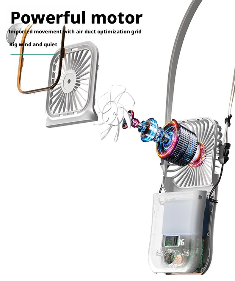 Bladeless Neck Fan with Phone Stand USB Rechargeable Hands Free Portable Fan