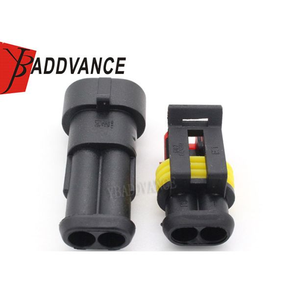 2 Way Male Female Tyco AMP Connectors 282104-1 282080-1 Black Color