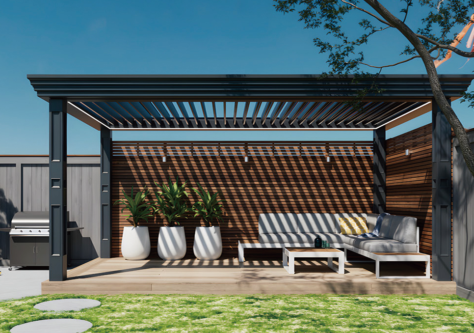 Aluminum Alloy Flip Louver Gazebo with Wind and Rain Protection for Outdoor Sunroom