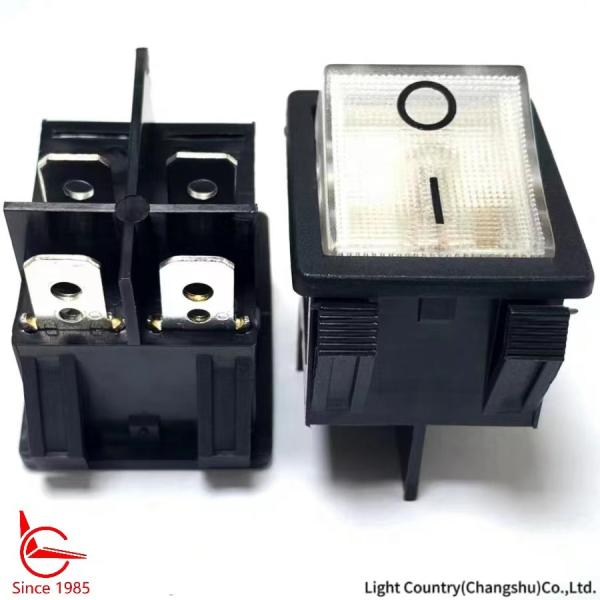 Interruptor de rocker de buena calidad de color blanco iluminado ON OFF para enchufe, 32*25mm, VDE/TUV/UL