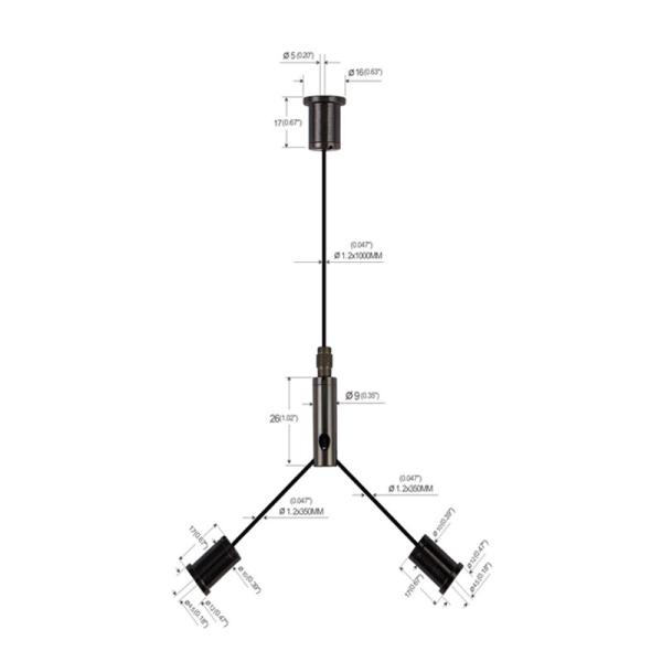 High Bay Light Fork Hanging Kit , Brass Nickel Plated Wire Suspension Kit YW-86023