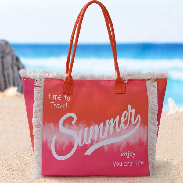 Tassel Tote bag Large capacity crossbody fashion printed beach bag