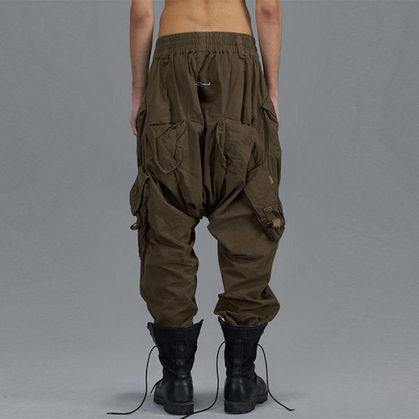Army Green Hip Hop Mens Cargo Trousers With Multi Pocket And Elastic Waist