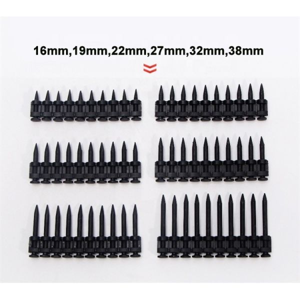 Collated Strip Nails 16MM Black Finish Concrete Drive Pins for Strong Penetration