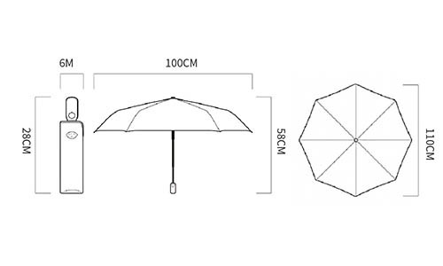 210T Pongee Fabric Auto Open Close Compact Umbrella With Wooden Handle