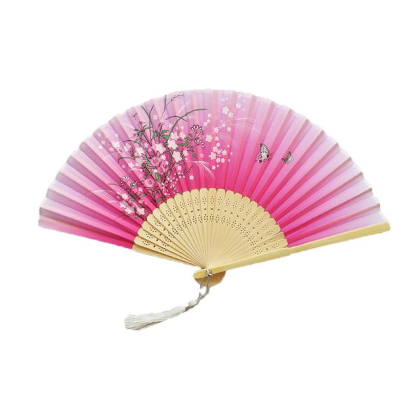 [I AM YOUR FANS] Chinese Flower Pattern Art Craft Gift Folding Fan Party Dance Ancient Style Clothing Hand Fan