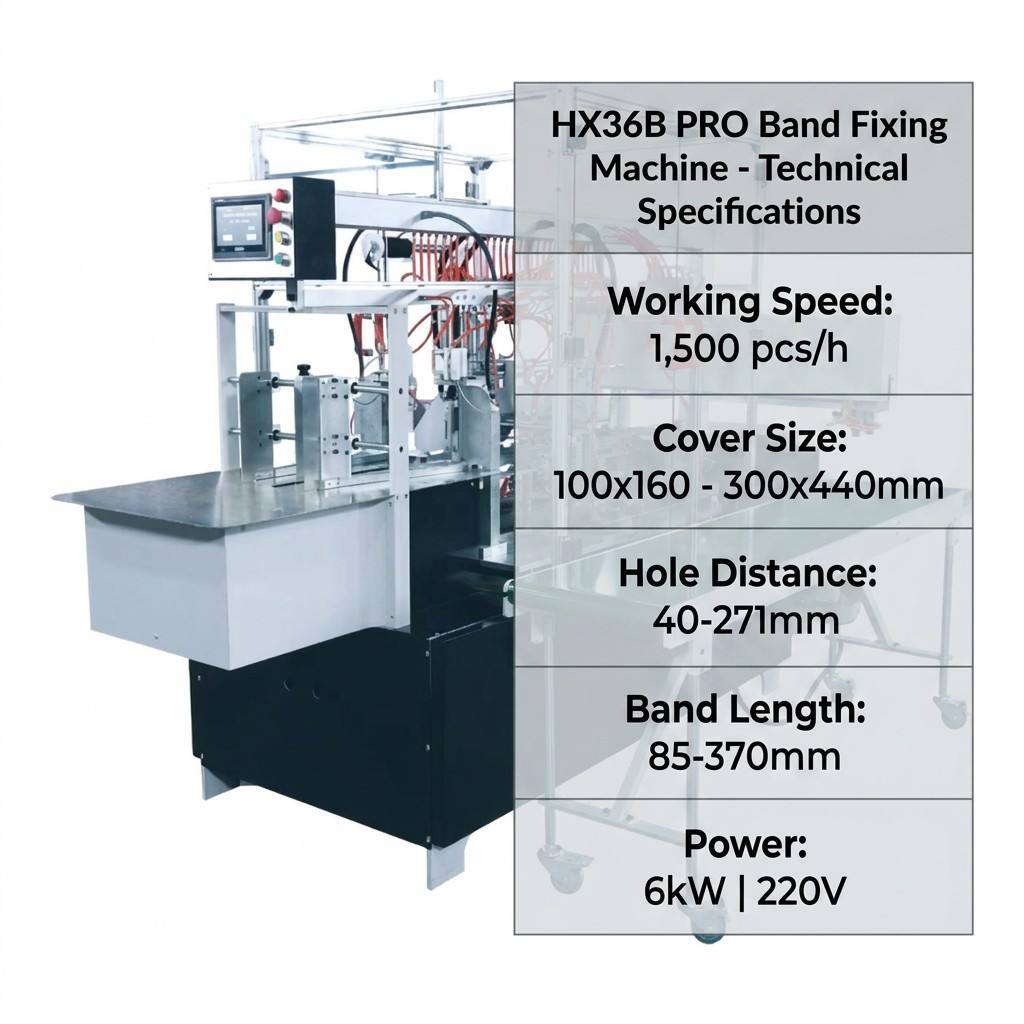 Automatic HX36B PRO Stationery Processing Machine For Diary Notebook Elastic Band Mounting