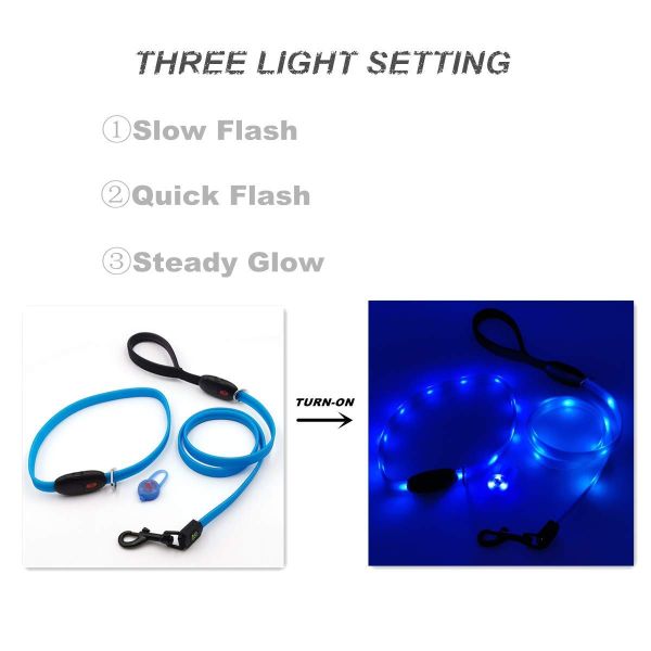 Night Walking Safety Light Up Dog Collar , USB Rechargeable LED Dog Collar