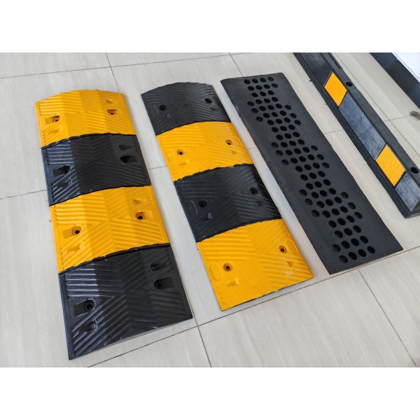 Roadsafe Car Speed Bump Reinforced Rubber Wheel Stopper for Secure Parking Yellow Bump