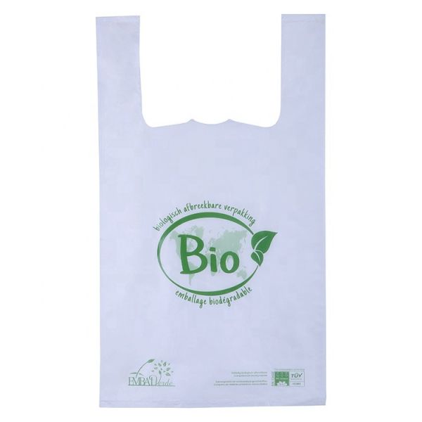 Custom Printed Biodegradable T Shirt Bags Plastic PLA PBAT Cornstarch