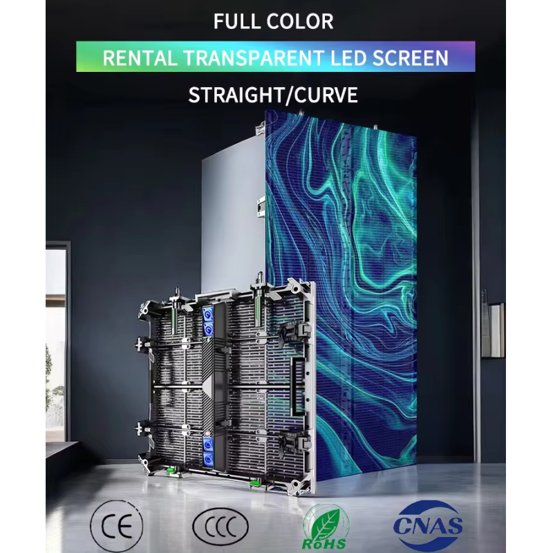 HD LED Transparent Display with 5600 Nits Brightness 500x1000mm Cabinet Size and IP65 Waterproof Rating