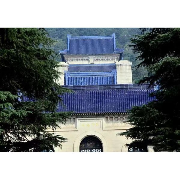 Chinese Cobalt Blue Ceramic Roofing Tiles With Traditional Chinese Pagoda Roof Design