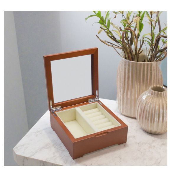 A Double-layered Packaging Box Crafted From Premium, Customised Rosewood for Ladies' Jewellery