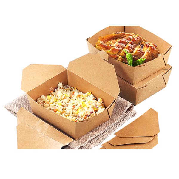 Customizable Disposable Packaging Kraft Whiteboard Takeaway Food Grade Paper Box