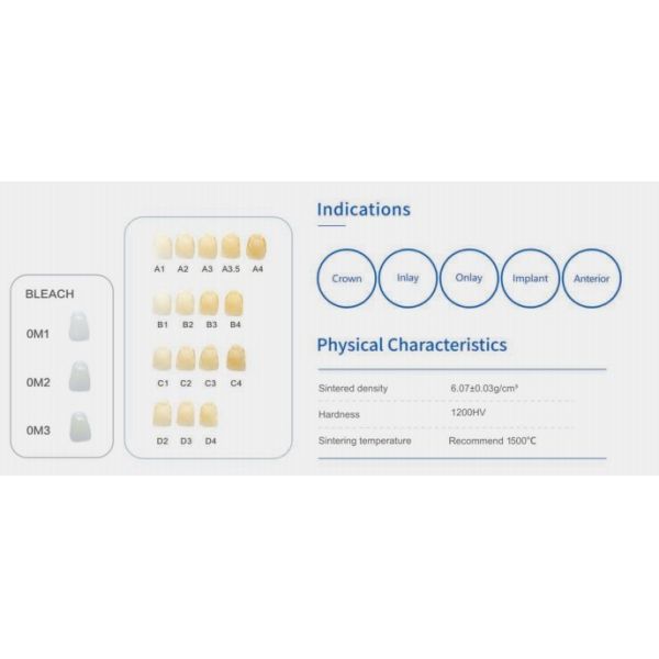 Dental Materials 3D Pro Multilayer Zirconia Block CAD CAM 98mm System Ceramic Block for Long Bridge
