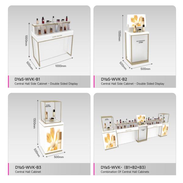Makeup Store Cabinet White Wooden Skincare Cabinet With Light Box For Visual Merchandising Store Display And Cost-Effective Store Shelf