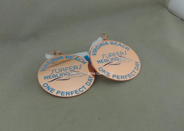 Zinc Alloy Award Ribbons Medals , Eco Friendly Award Medals For Kids
