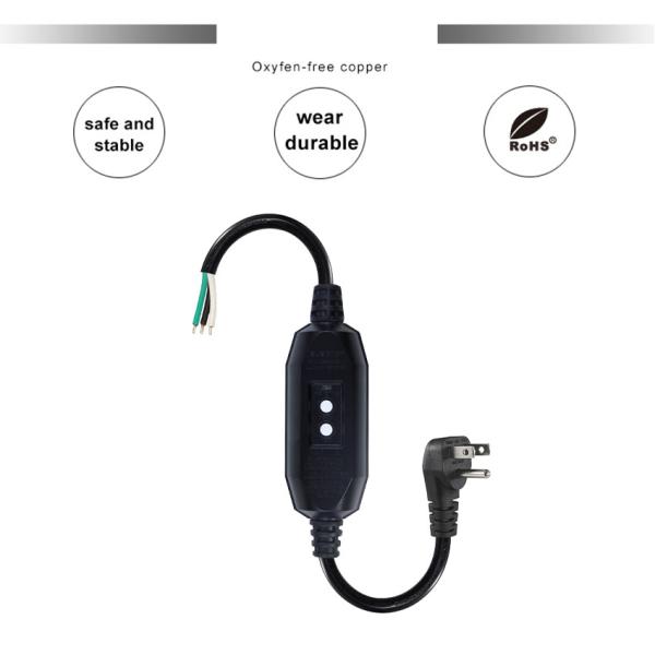 Industrial-Grade Heavy Duty 18AWG NEMA 5-15P Power Cord with RCD Protection & Bare Wire Ends for Machinery/Home Appliances