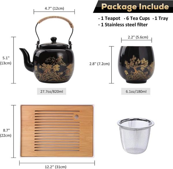 Conjunto de chá de Kung Fu Conjunto de chá de porcelana Gongfu 6.7oz Com bandeja de bambu
