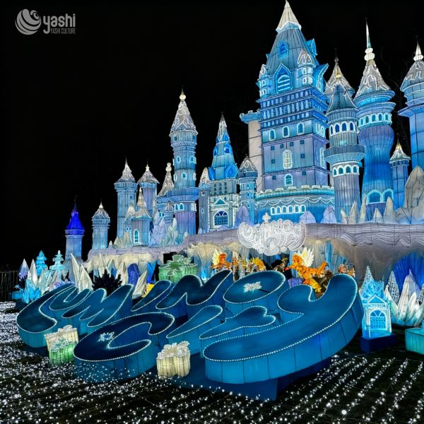 Large Fantasy Ice Castle Theme Light Show for New Year and Christmas Outdoor Decorations