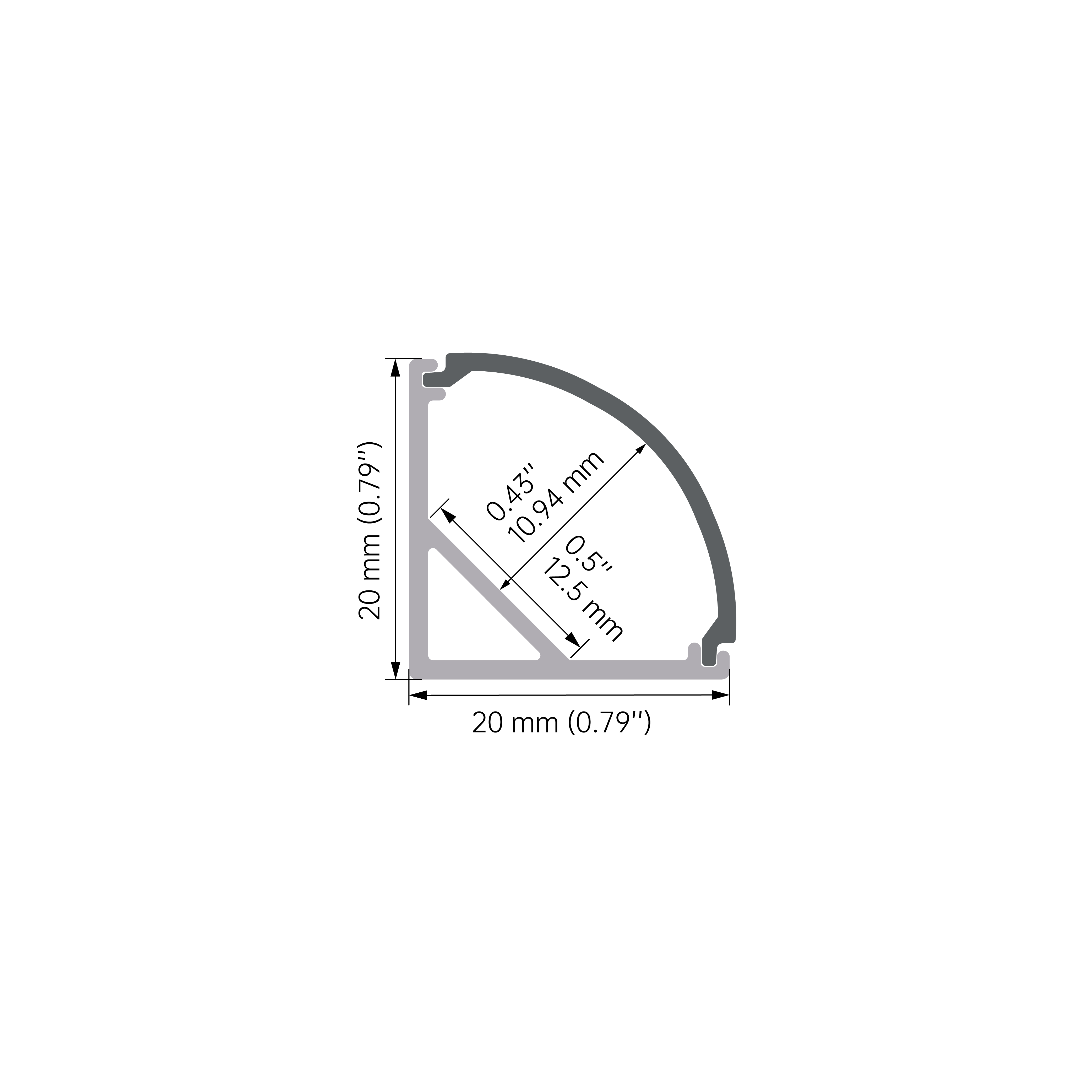 6063 T5 Aluminum Alloy LED Corner Aluminium Profile with 90-Degree Corner Installation and Sandblasting Oxidation
