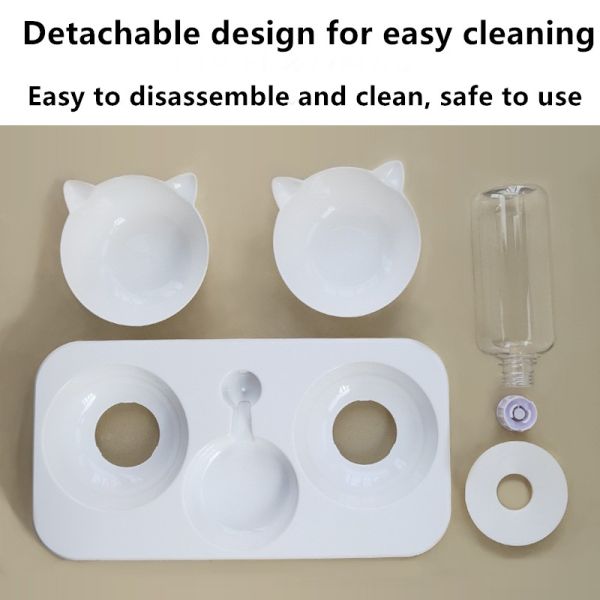 Pet Double Bowl Anti-Wet Mouth Neck Guard Dog Food Bowl Multi-Purpose Automatic Drinking Bowl