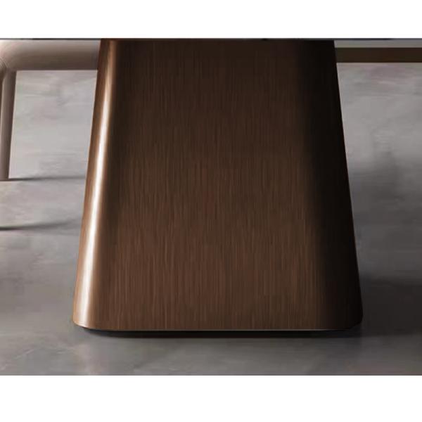 Rectangular Marble Metal Dining Table 2000mm Length  With Column