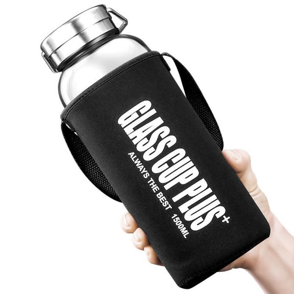 High Boroslicate Glass Water Bottle With Stainless Steel Lid Leakproof