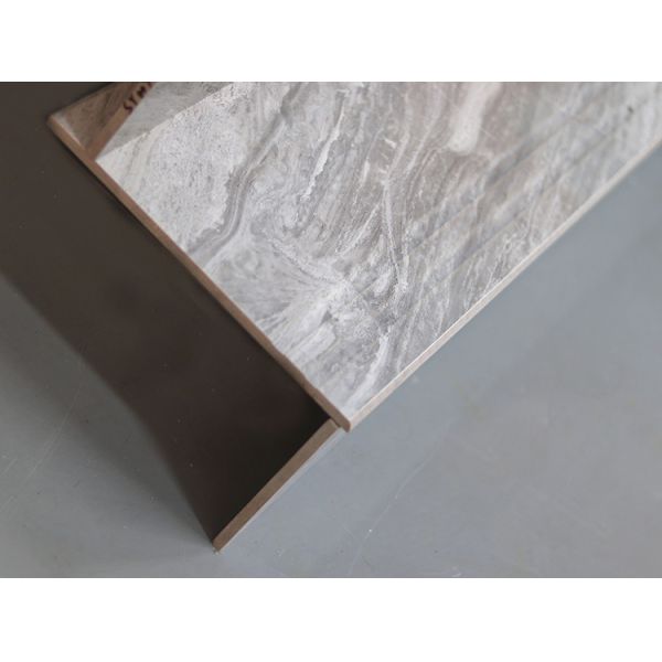 Non Slip Stairs Glazed Tiles Light Gray Marble Look Design Staircase Tiles