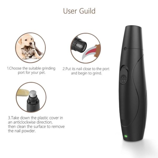 Eco Friendly Pet Nail File Grinder , Pet Nail Sander Black Color Low Vibration