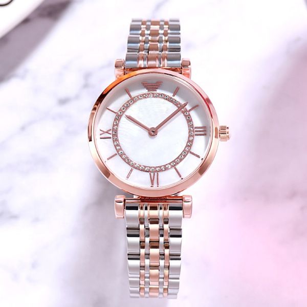 Diamond Rose Gold Wrist Watch For Ladies Japan Movt ODM Available