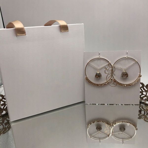 Black And White Slide Jewelry Packaging Gift Drawer Bracelets Box With Handle Ribbon