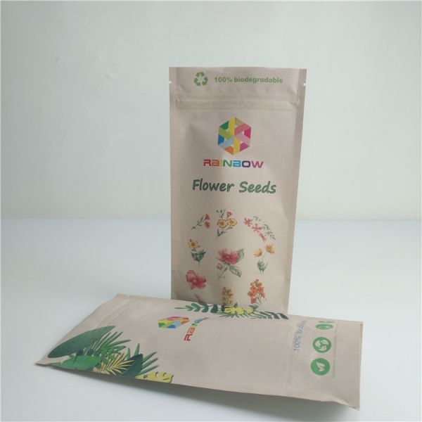 Compostable Food Kraft Paper Bag Custom Printing 100% Biodegradable Fruit Packaging Bags