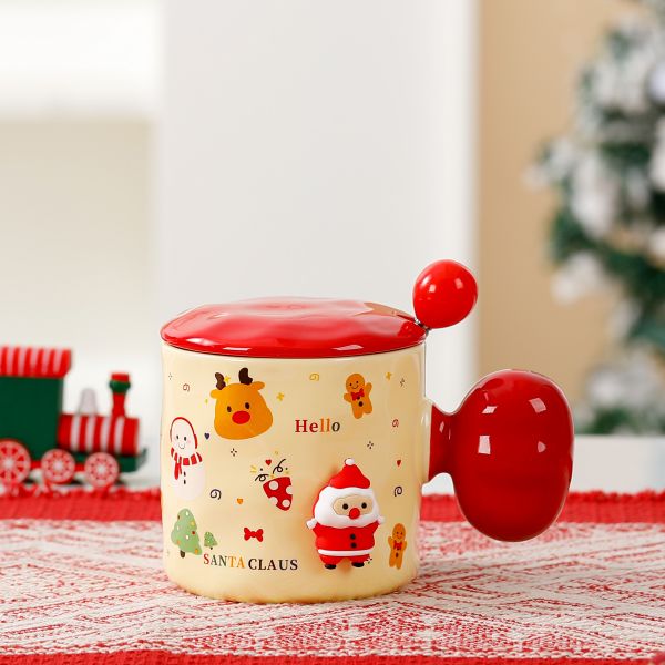 High Beauty 3D Christmas Mug Gift Lid With Spoon Sublimation Custom Design Style Cute
