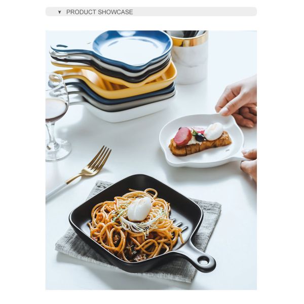 The Nordic Style Ceramic Baking Dishes with Single Handle 5CM Size and Custom Logo