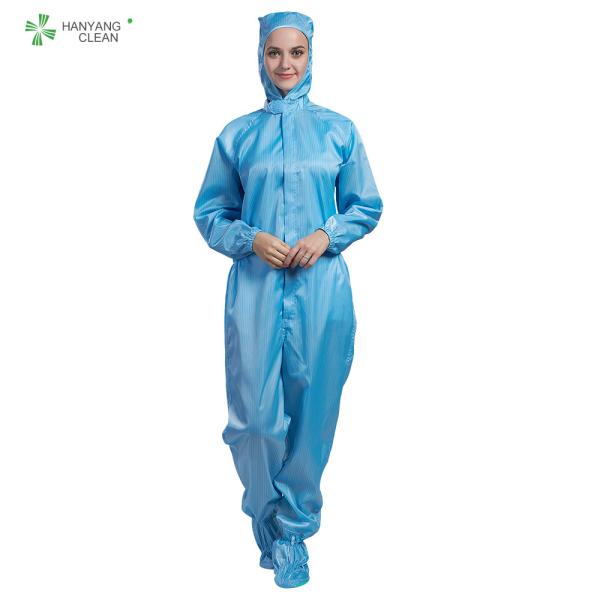 Hooded cleanroom ESD coverall for the higher cleanroom of pharmaceutical industry