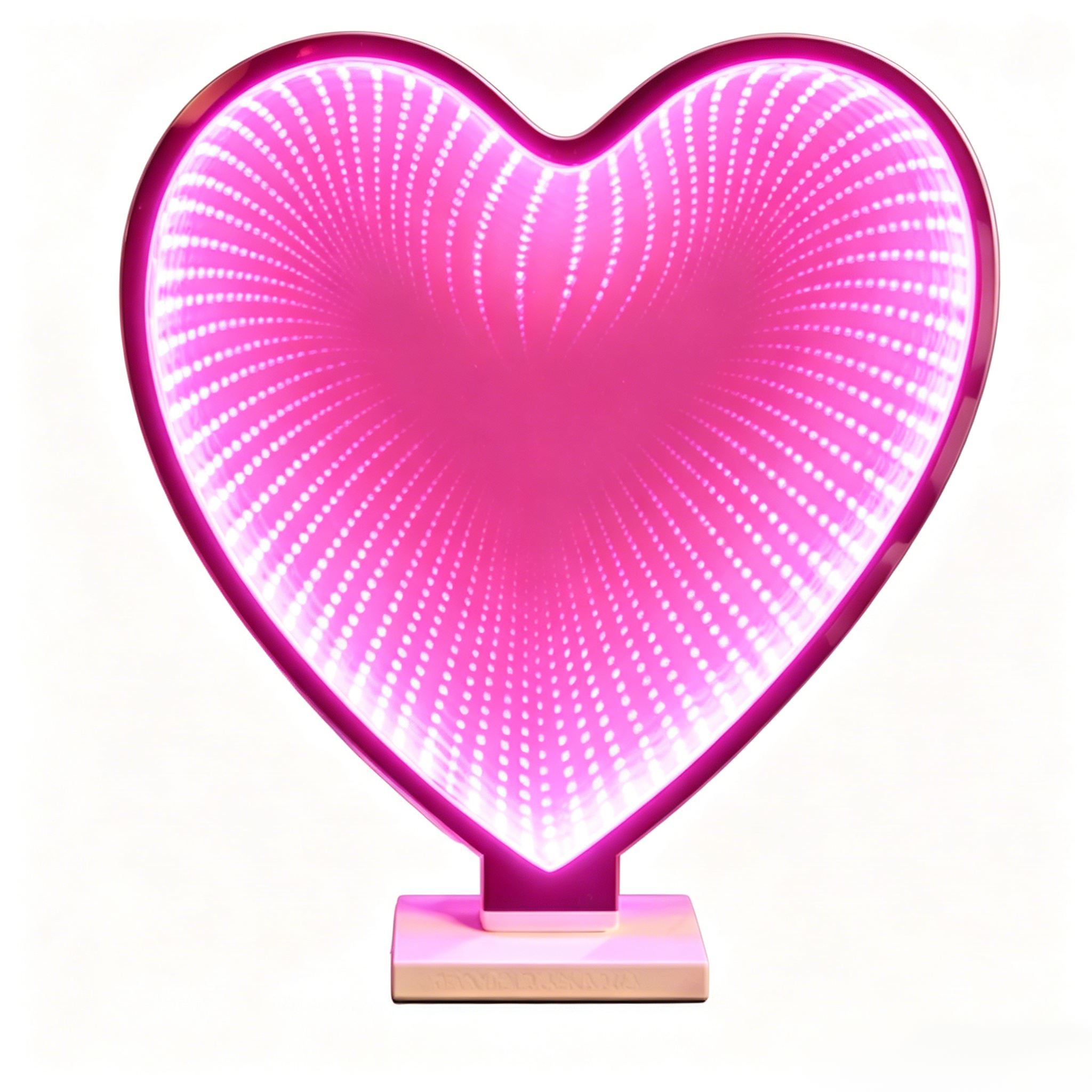 Heart Shaped LED Infinity Mirror Pink Glow Flicker Free Shatterproof 3D Mirror Light