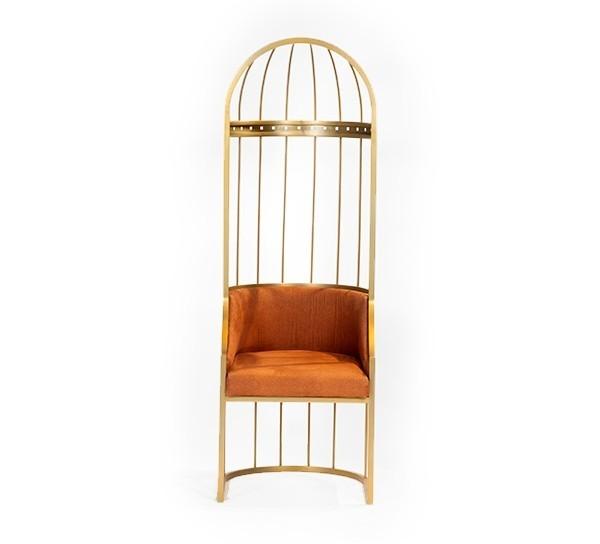 Leisure Golden Stainless Steel frame Cage Arm Chair King Throne chair