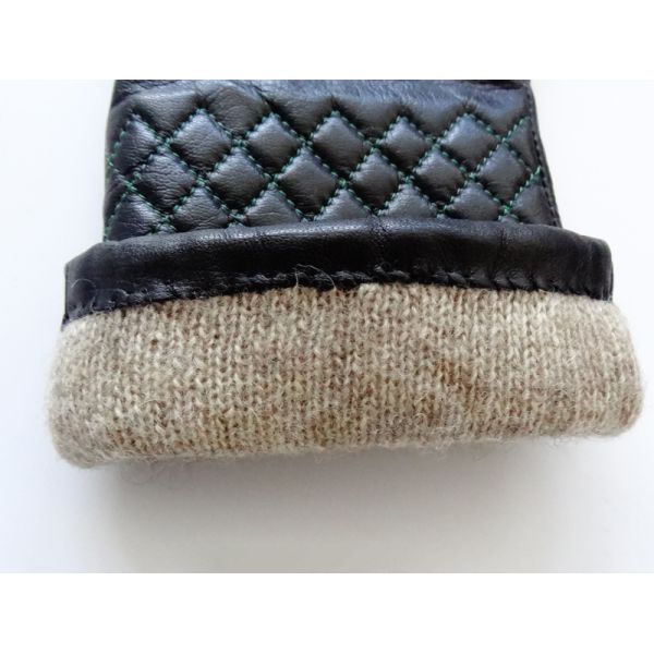 Classical Ladies Warm Lined Leather Gloves , Womens Leather Black Gloves Plain Style