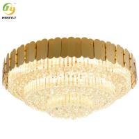 Luz de teto redonda dourada cristal e metal para casa de fazenda e hotel