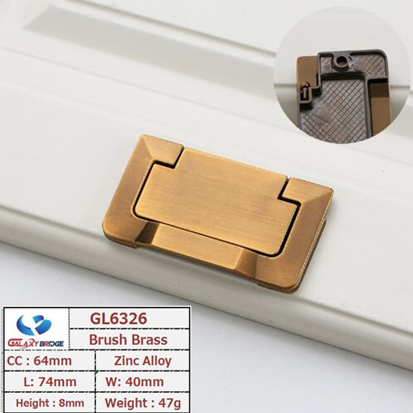 Brush Brass Hidden Drawer Pulls Kitchen Cabinet Knobs / Closet  Square 64mm Handles T Bar Pulls  Furniture Fittings